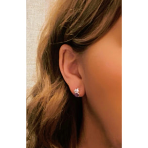 Pack de pendientes flor mini con bolita en plata 10µ y dorado