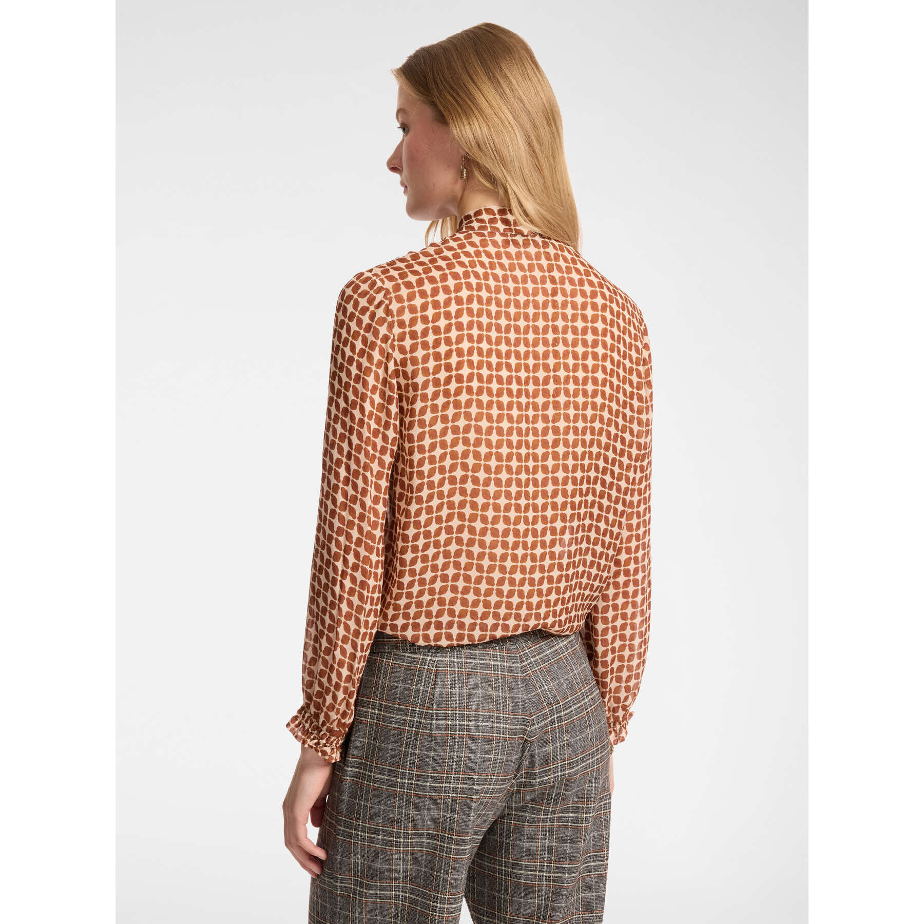 Elena Mirò - Blusa estampada con fajín - Marrón