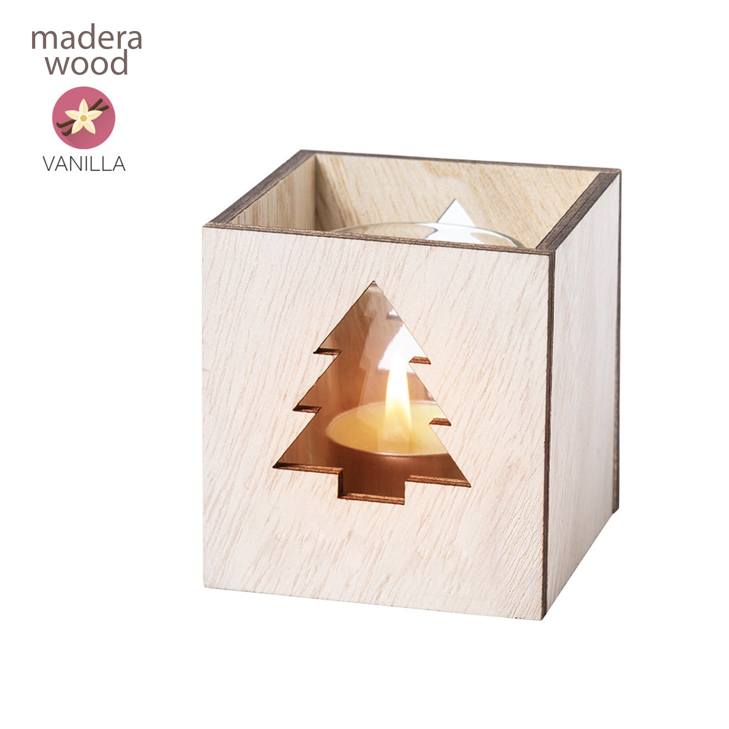 Vela Keylax aroma a vainilla. Diseño pino.