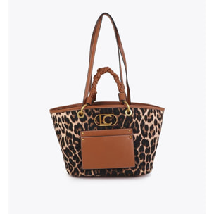 Shopper con stampa leopardata ed effetto pelle