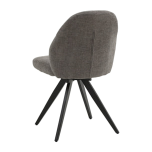 Set di 2 sedie girevoli ZENNENDAL in tessuto grigio e gambe in metallo nero