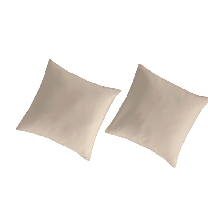 2 taies d'oreiller en 100% percale de coton organic UNI sable