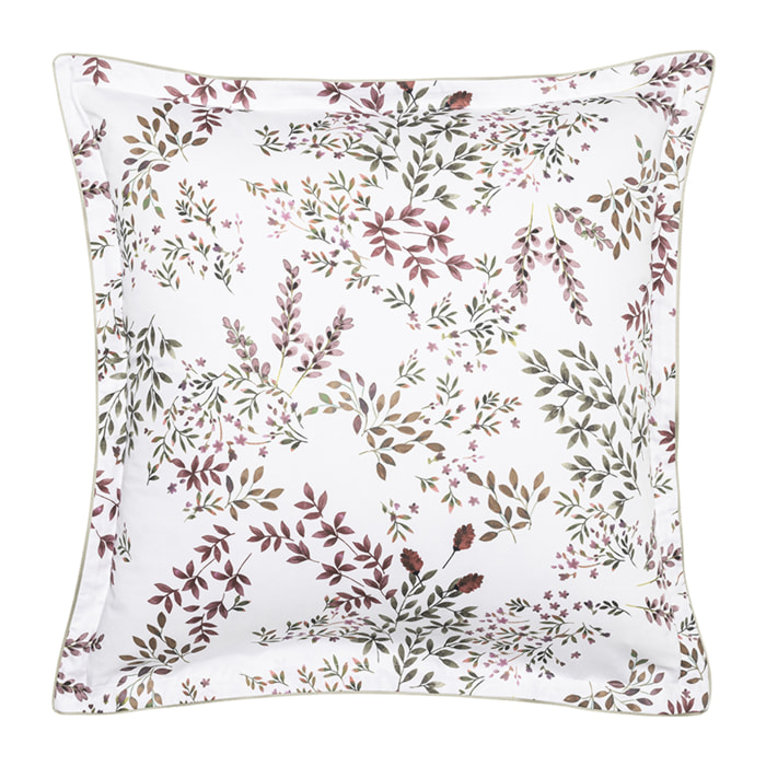 Taie d'oreiller imprimée en satin de coton bio, TOURBILLON, Rouge Cosmos