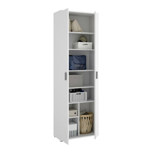 Armadio multiuso Suretta, Mobile multifunzione portaoggetti, Guardaroba a 2 ante, 61x35h190 cm, Bianco