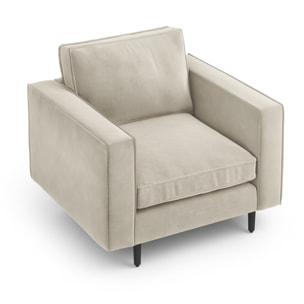 Fauteuil "Alexis" en velours beige clair