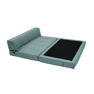 Chauffeuse convertible 2 places en tissu vert de gris KATY