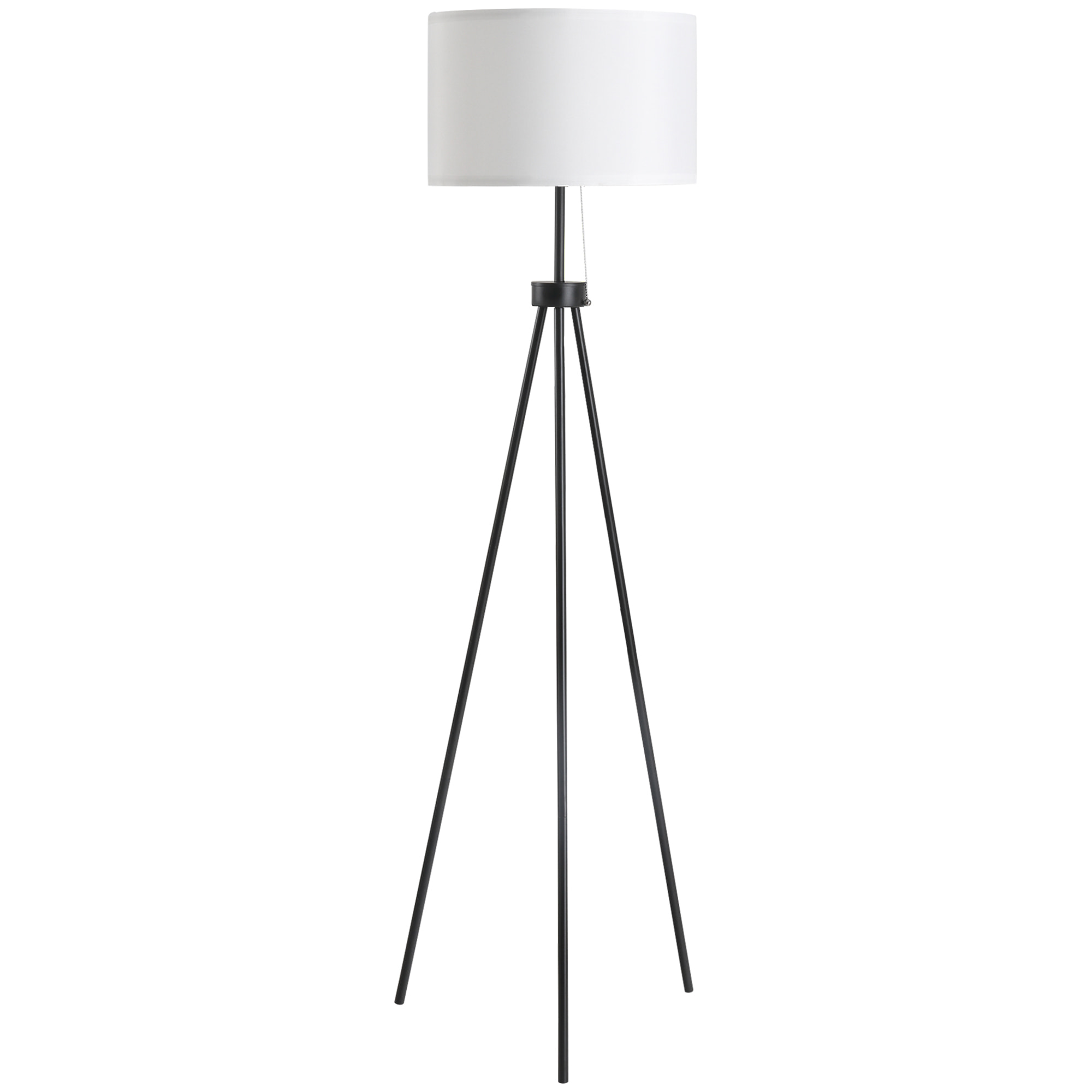 Lámpara de Pie Moderna Lámpara de Pie Salón con Pantalla Redonda Trípode y Casquillo E27 Lámpara para Dormitorio Sala de Estar Blanco y Negro