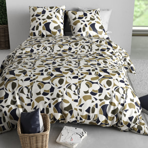 Parure housse de couette imprimée 220x240cm + 2 Taies 100% coton 57fils KLEE