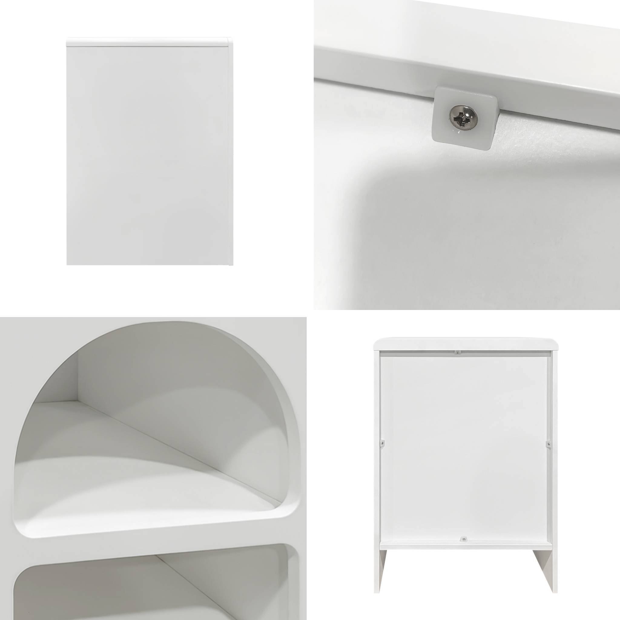 Table de chevet organique effet bois blanc. plusieurs niches 2 compartiments de rangement