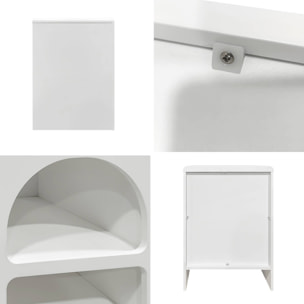 Table de chevet organique effet bois blanc. plusieurs niches 2 compartiments de rangement