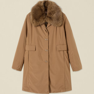 Oltre - Piumino dritto in nylon con collo bordato - Beige