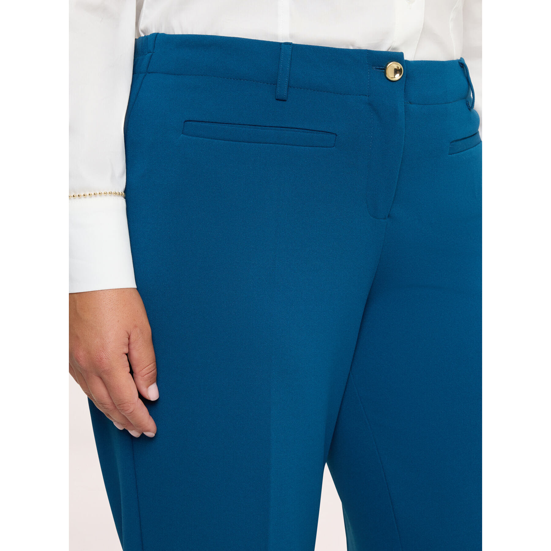 Fiorella Rubino - Pantaloni Wide Leg in tessuto stretch - Ottanio