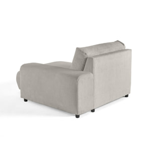 Garance - module d'assise méridienne droit - en velours côtelé - Gris clair