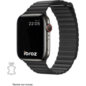 Bracelet IBROZ Apple Watch Cuir Loop 42/44/45mm noir