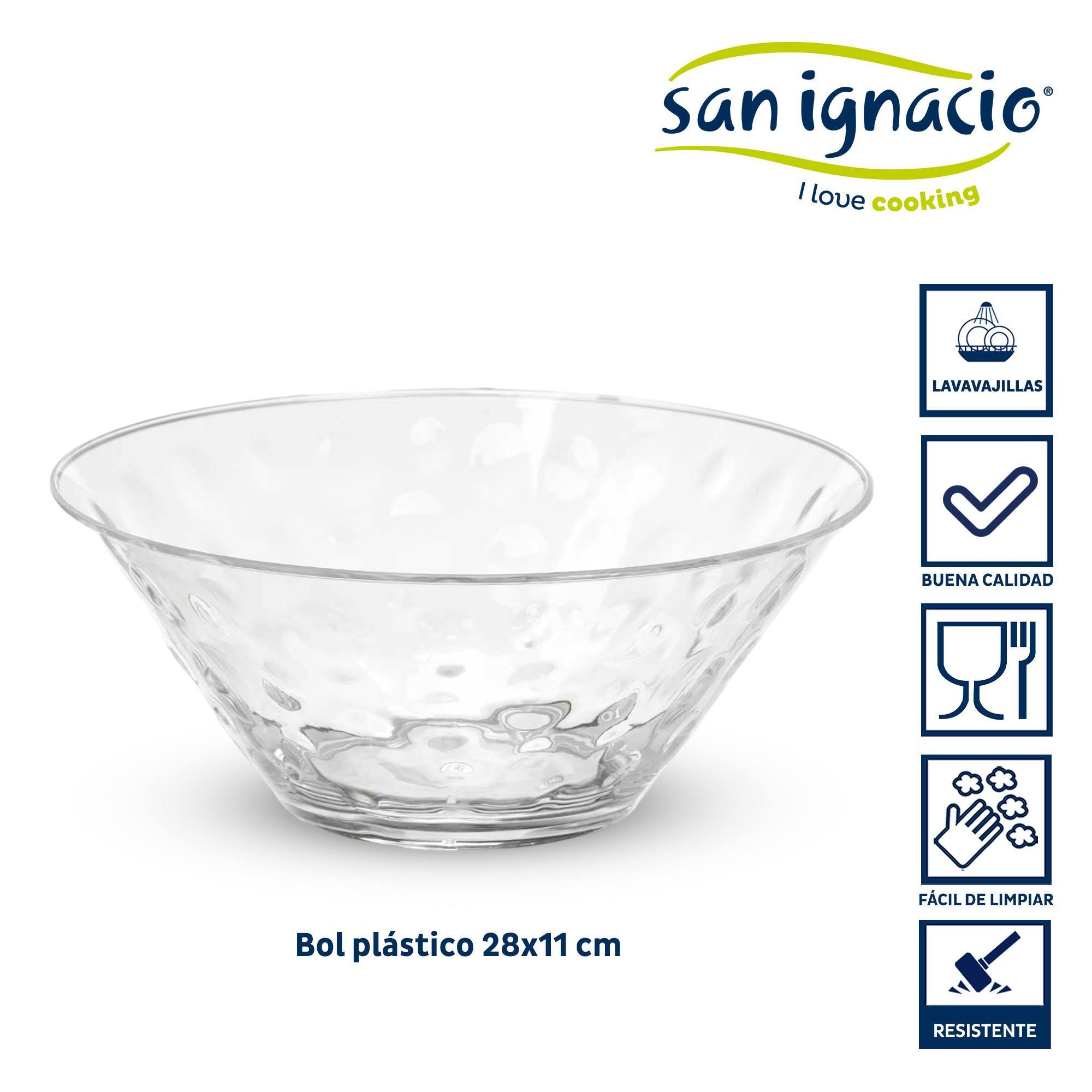 Bol plastico puntos 28cm transparente colección leknes