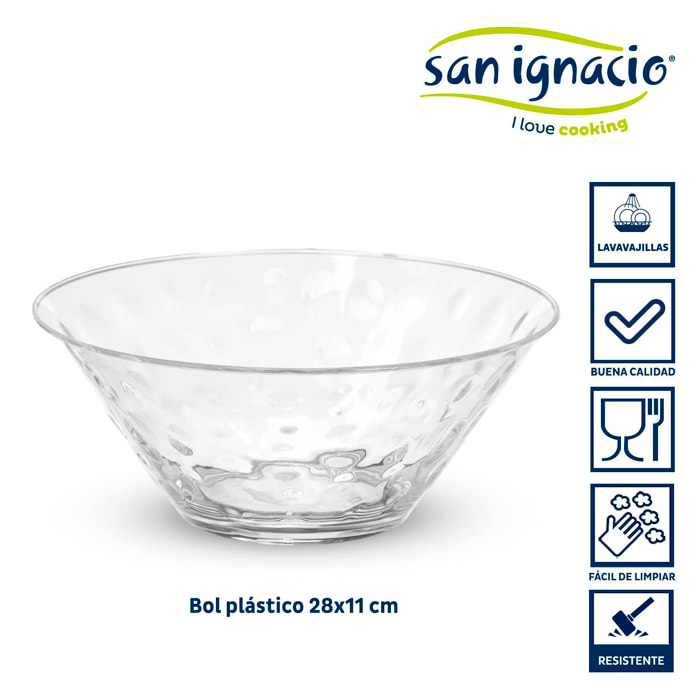 Bol plastico puntos 28cm transparente colección leknes