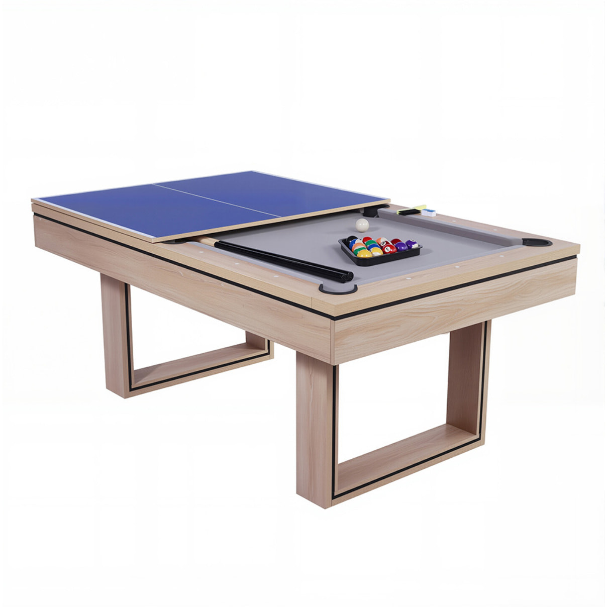 Table multi-jeux 3 en 1 billard et ping-pong en bois ARIES
