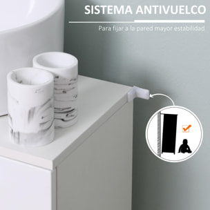 kleankin Mueble para Debajo del Lavabo Armario de Baño de Pared con 2 Puertas y Estante Interior Ajustable Estilo Moderno 60x30x62,5 cm Blanco