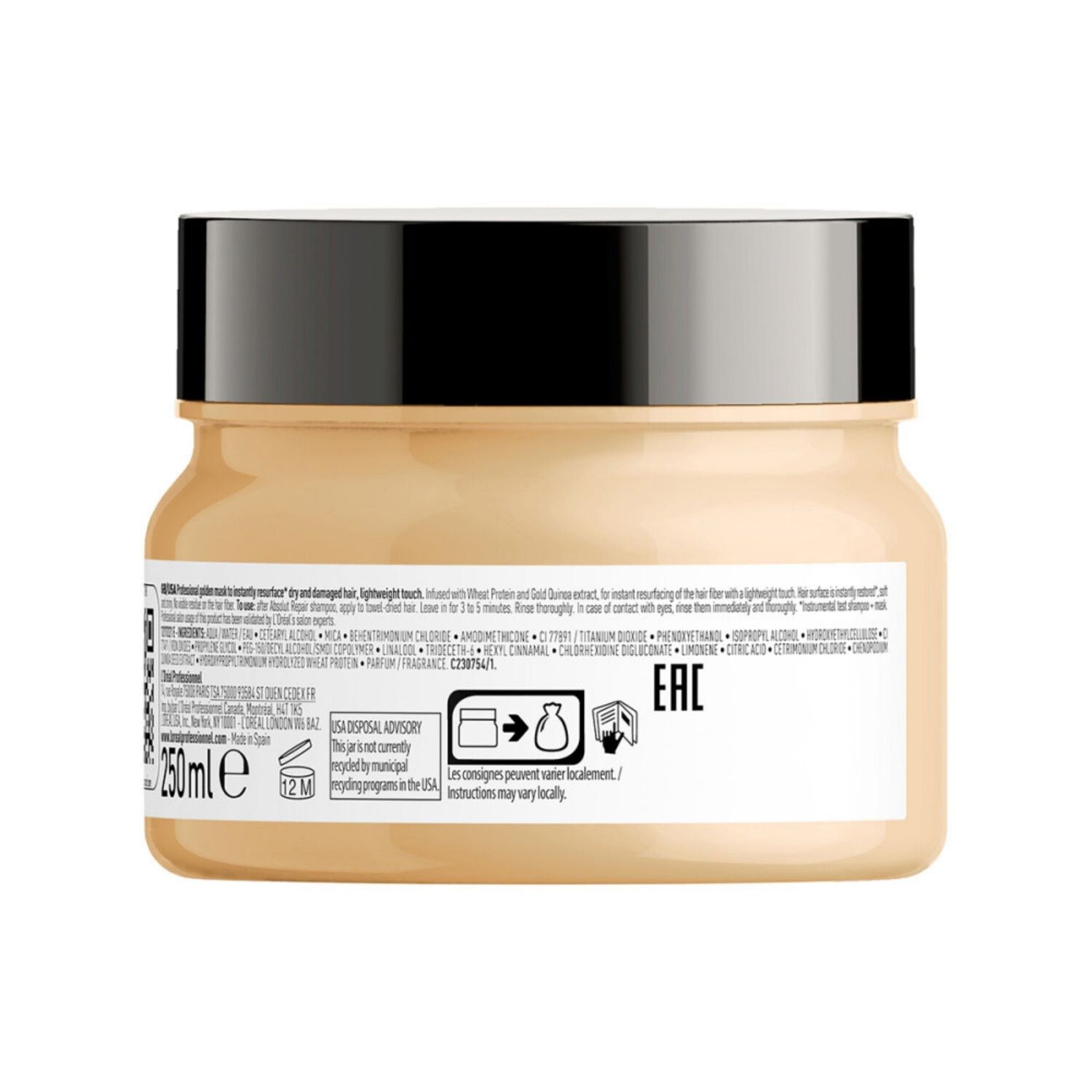 Série Expert Absolut Repair - Masque Golden Restructurant - cheveux secs et abîmés 250 ml