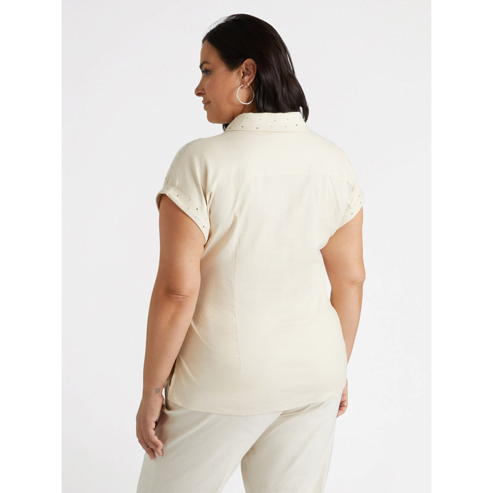 Fiorella Rubino - Camisa con tachuelas y nudo lateral - Beige