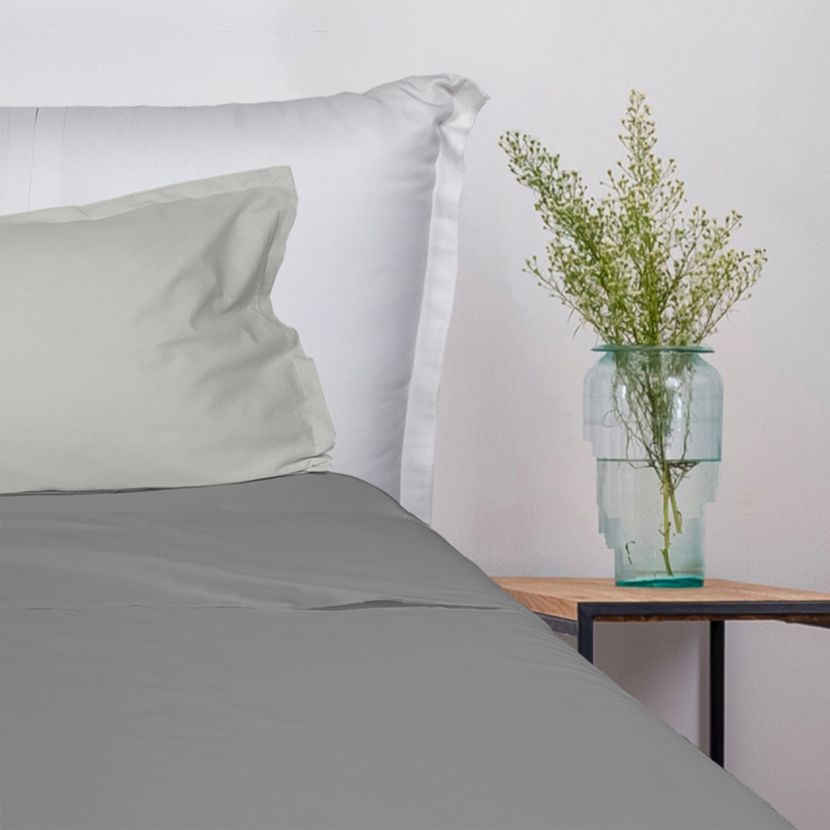 UNO CASA DESIGN Completo Letto Bice 25 Bicolor in Puro Cotone_Una piazza e mezza_grigio-chiaro