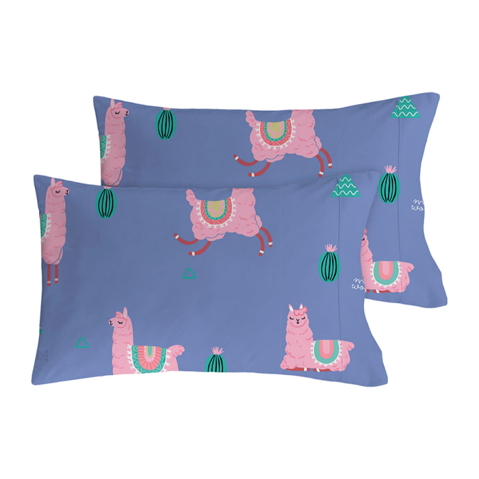 2 Fundas de almohada Mr.Wonderful Llamas 50x80 cm - 100% algodón -
