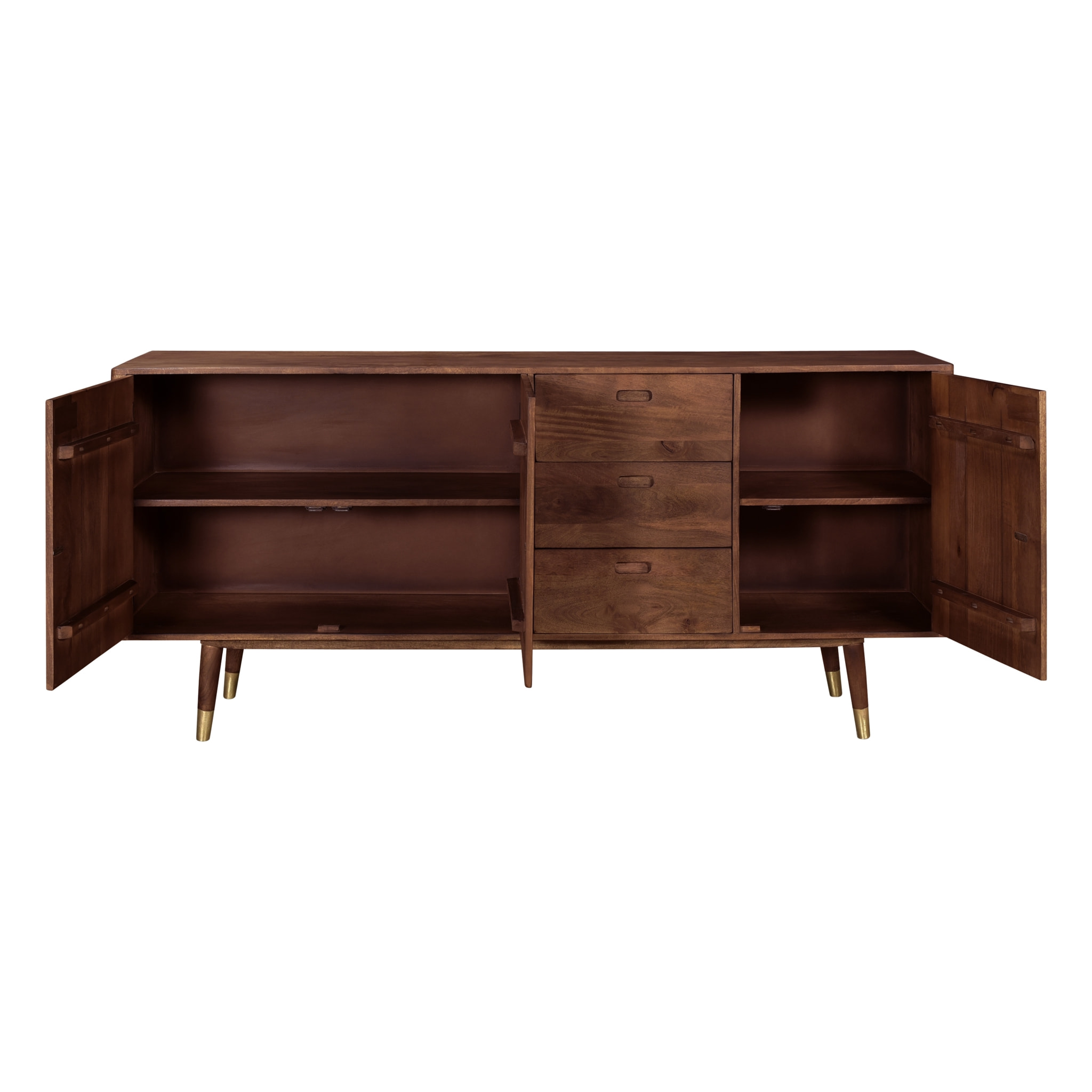 Buffet en bois massif 3 portes 3 tiroirs et détails dorés - Colombo
