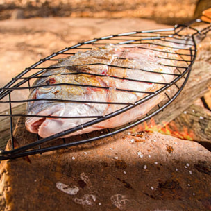 Well home - parrilla grill para pescado mango de madera 14x58cm