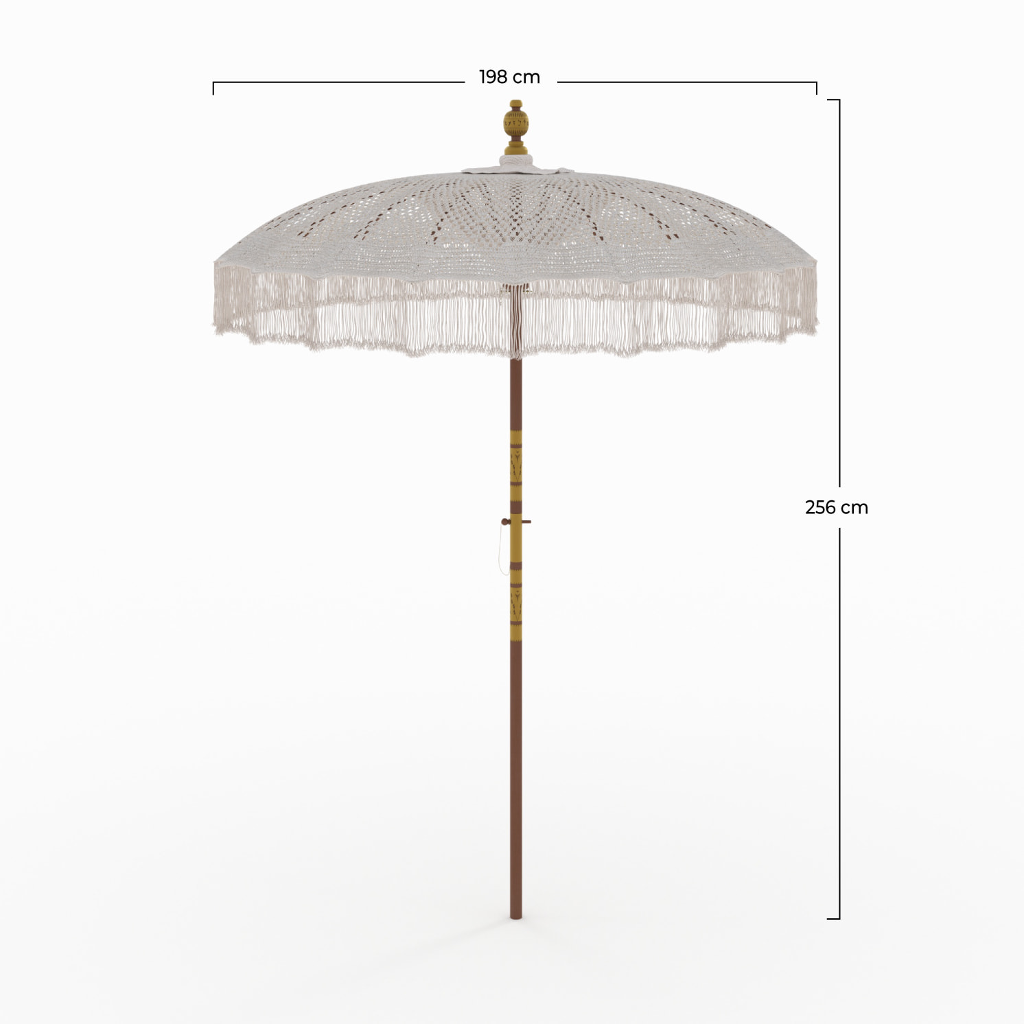 Parasol en bois de cocotier et macramé - Fakélé