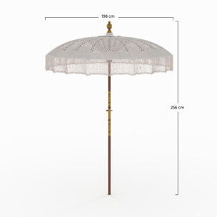 Parasol en bois de cocotier et macramé - Fakélé