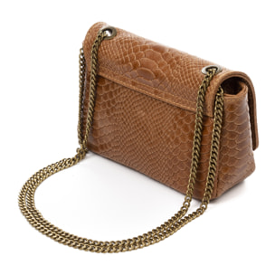 Amalfi Borsa a tracolla da donna. Pelle autentica Camoscio Stampa Serpente.