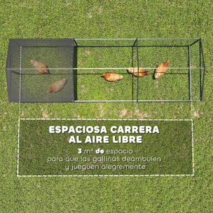 Gallinero para Exterior Grande, 3x1x1 m, Gallinero Metálico con Cubierta Tela Oxford, Anti-UV e Impermeable, 2 Puertas con Cerradura, Jaula para 3-5 Gallinas, Patos o Conejos, Negro