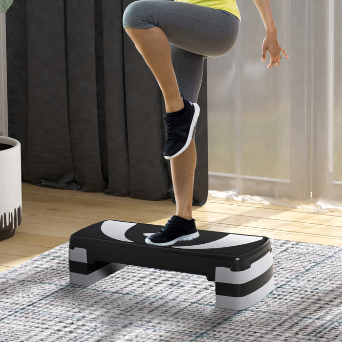 Stepper Fitness Aerobic hauteur reglable surface antiderapante 80 x 31 x 20 cm noir gris clair