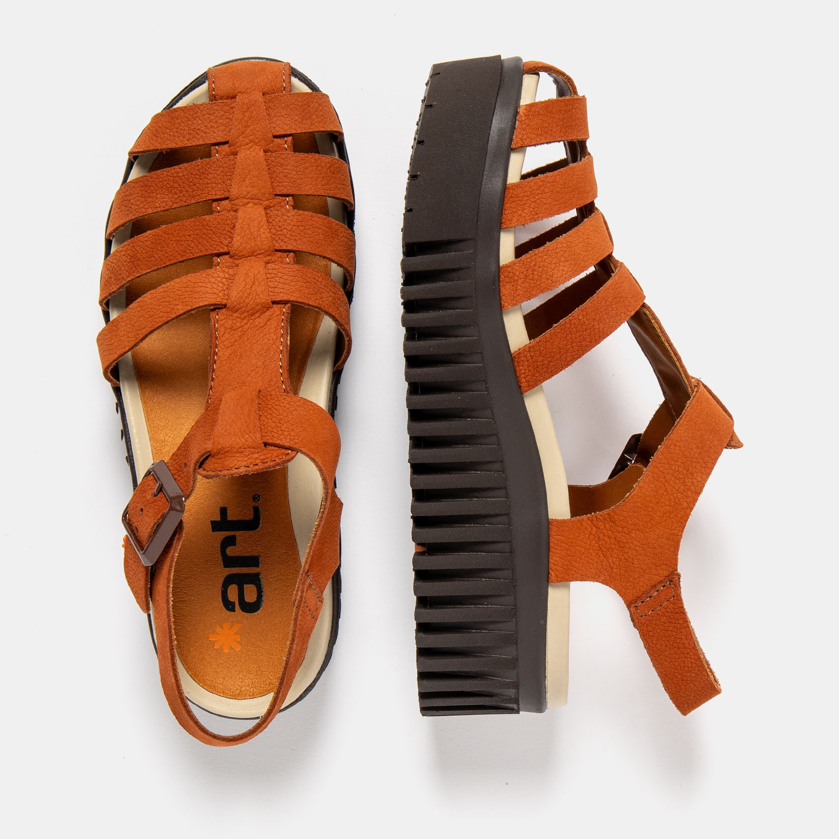 Sandalia de cuña 1575 NOBUCK D.ORANGE-BROWN/BRIGHTON color Dark orange-brown