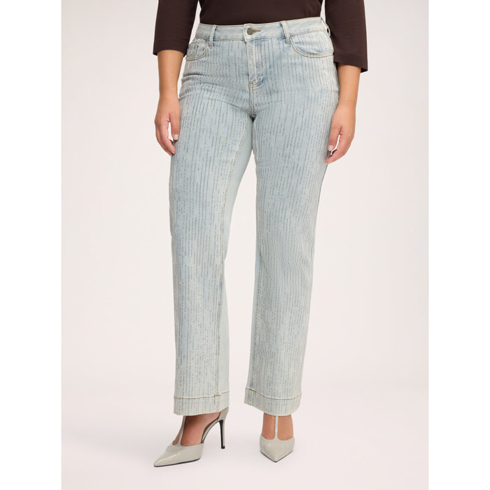 Fiorella Rubino - Jeans Flare con strass lavaggio chiaro - Azzurro