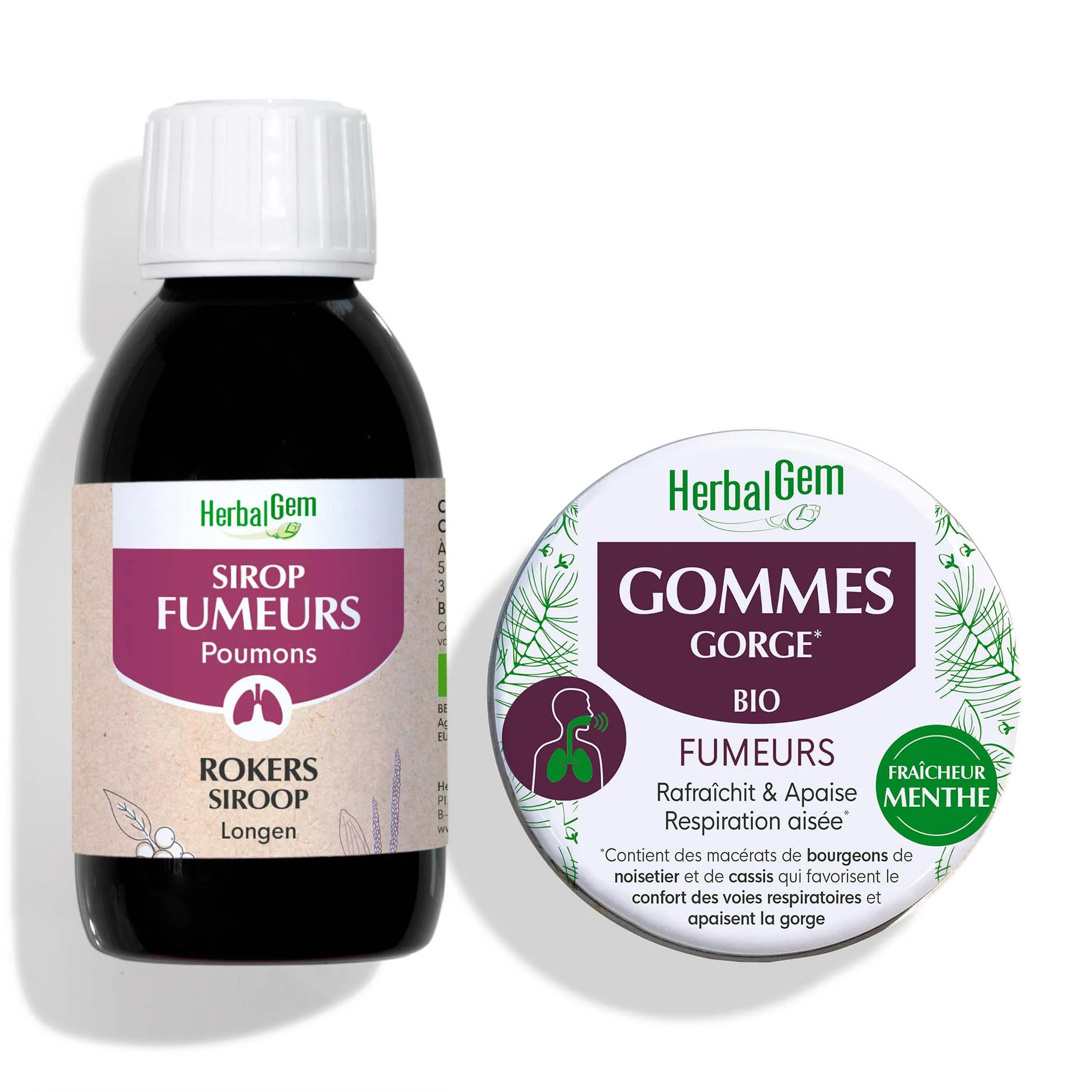 Herbalgem- Duo Sirop des fumeurs 250 ml + gommes offertes - Bio - PROMO