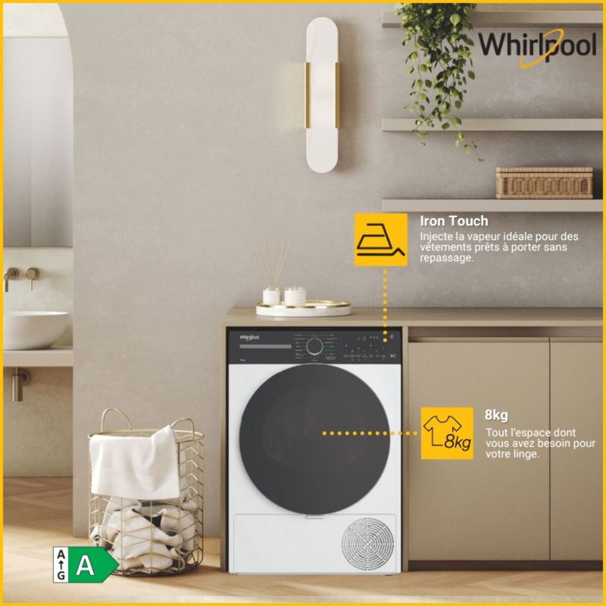 Sèche linge pompe à chaleur WHIRLPOOL CWD86MWBRFR