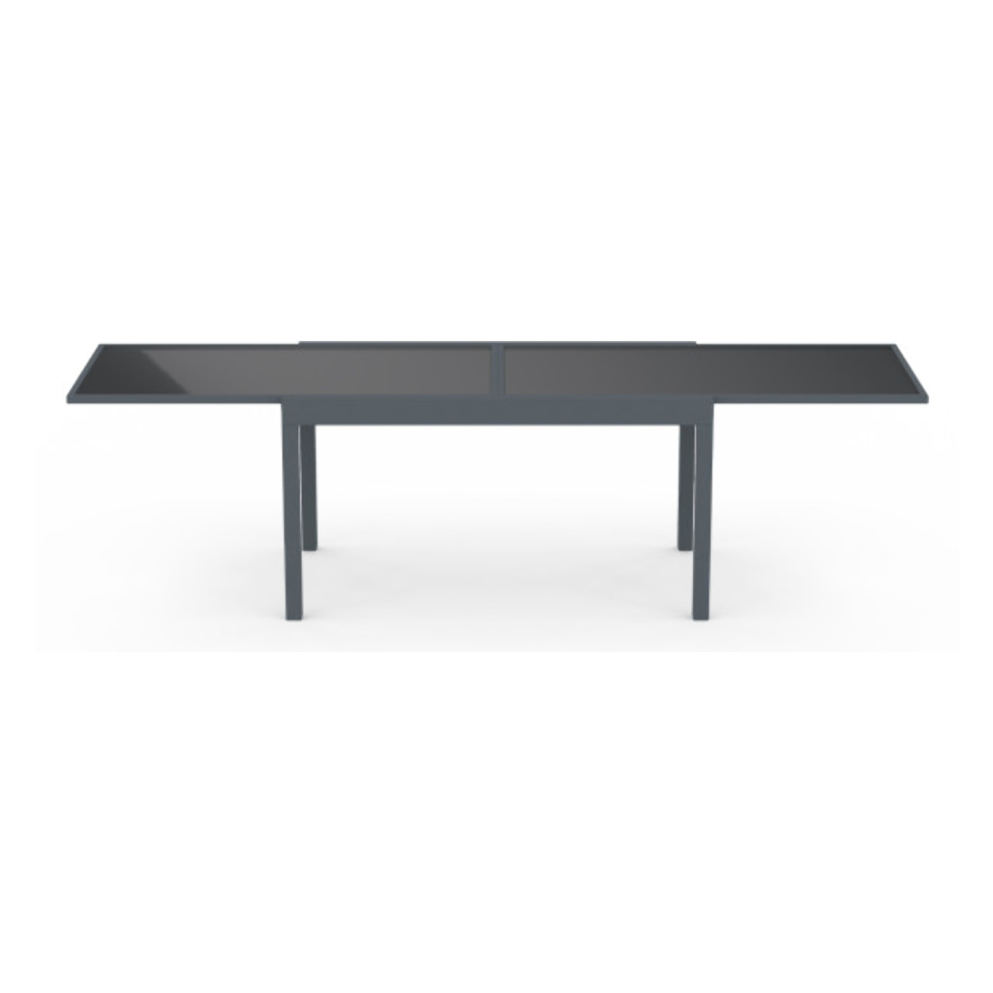 Table de jardin extensible en verre trempé gris foncé 135-270cm