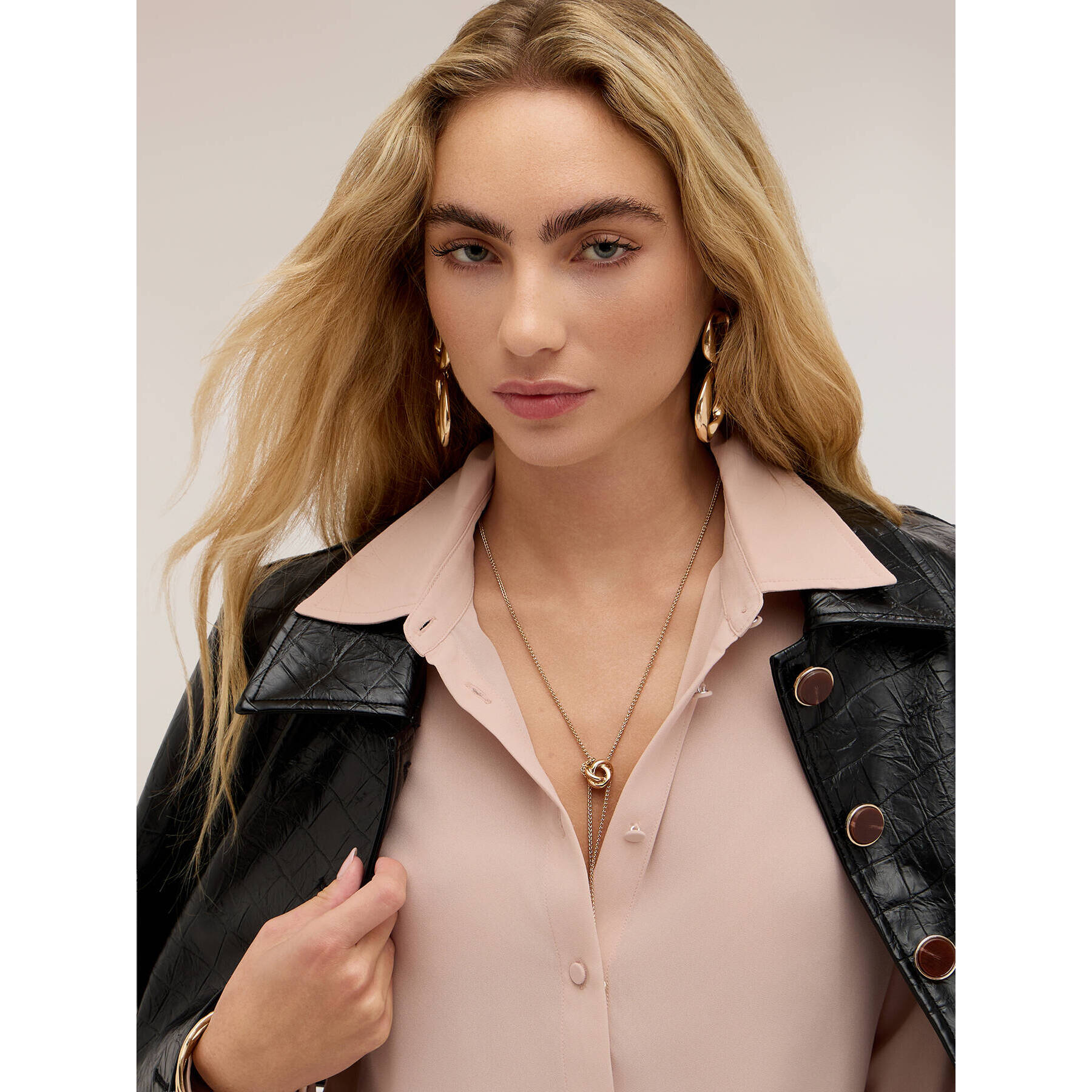 Motivi - Camisa en crepé de China con cuello clásico - Rosa