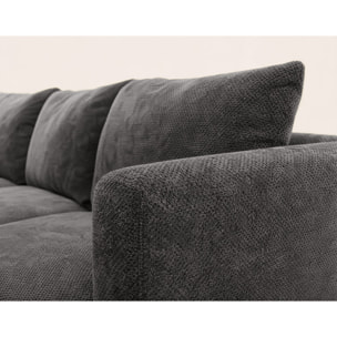 Gabin - Canapé d'angle gauche 5 places en velours texturé - Gris