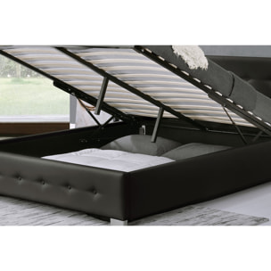 Stucture de lit avec coffre de rangement 140 x 190 cm noir BILBAO