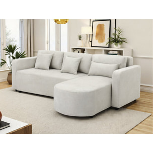 Canapé d'angle convertible/réversible en tissu "Charles" - 3 places - Beige