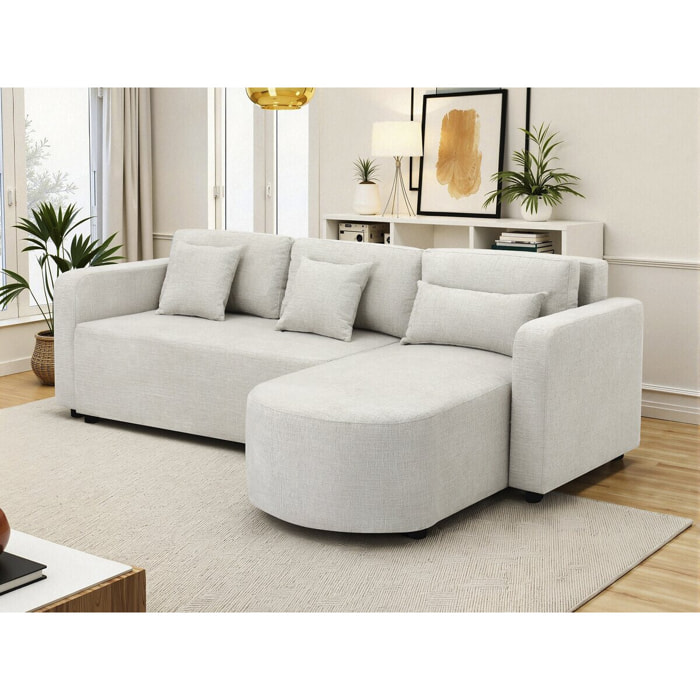 Canapé d'angle convertible/réversible en tissu "Charles" - 3 places - Beige