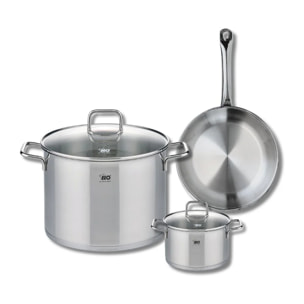Ensemble de 1 Poêle de cuisson 24 cm et 2 faitouts 14 et 26 cm Elo Profi Citrin
