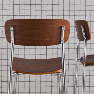 Tabouret de bar vintage métal et contreplaqué 66cm (lot de 2) TOBY