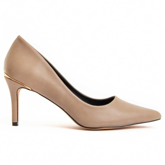 Zapato De Tacón - Beige - Altura: 6 Cm