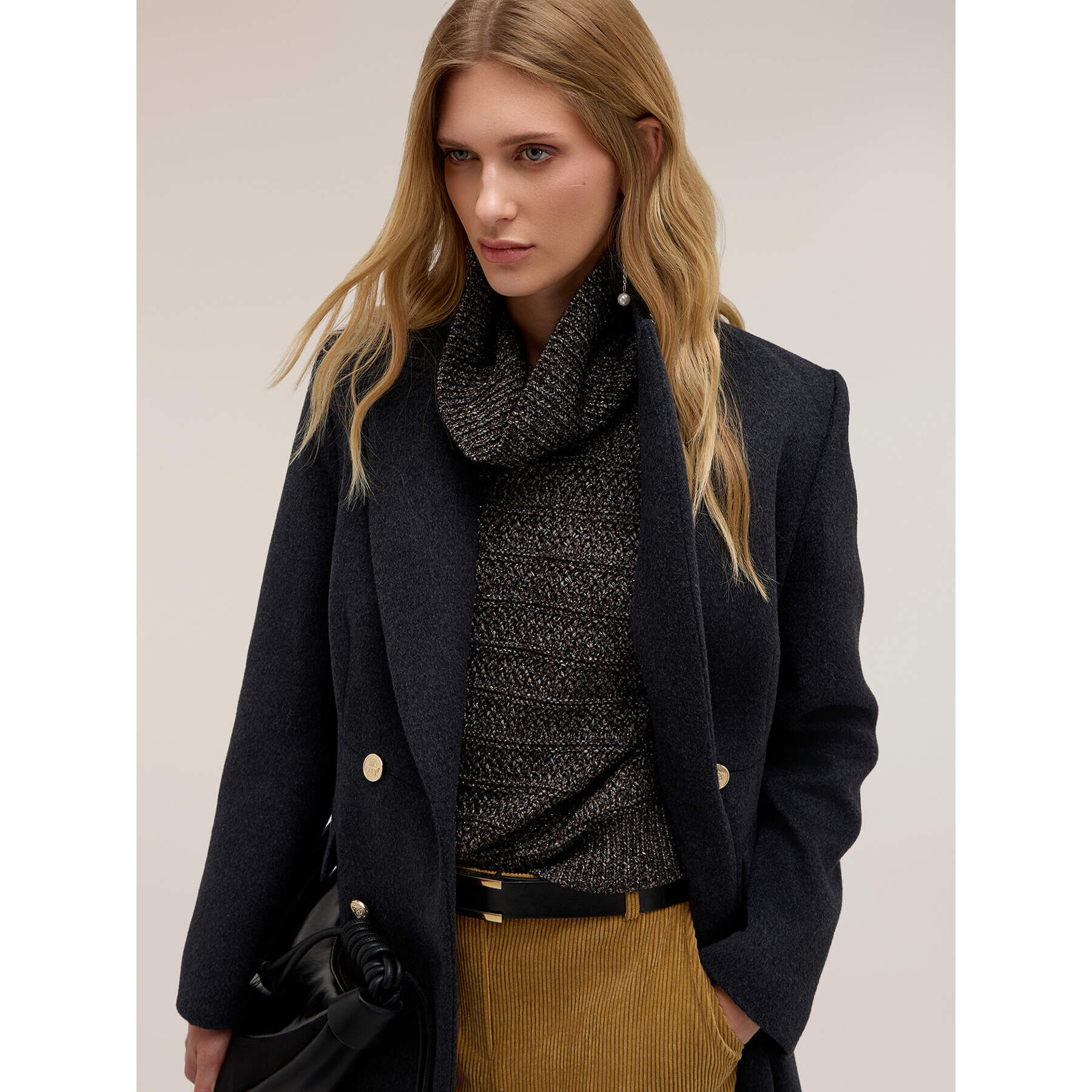 Motivi - Cappotto doppiopetto in panno misto lana - Grigio