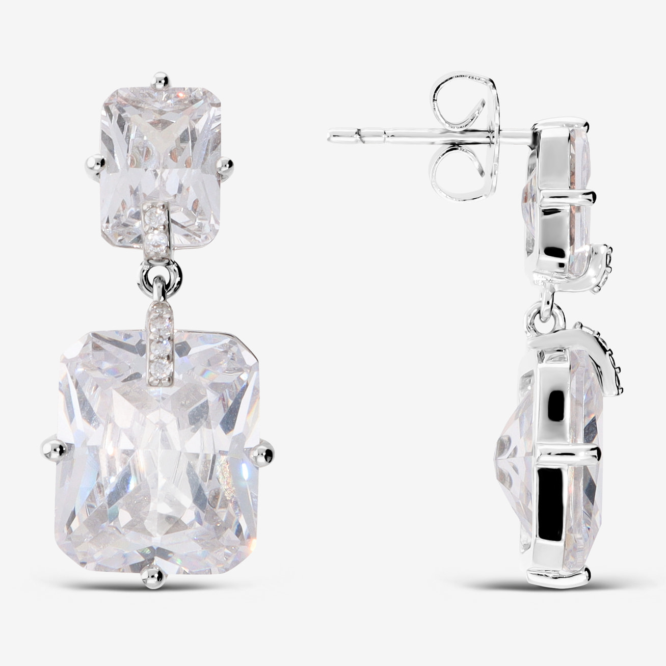 Orecchini Pendenti con Cubic Zirconia Bianche