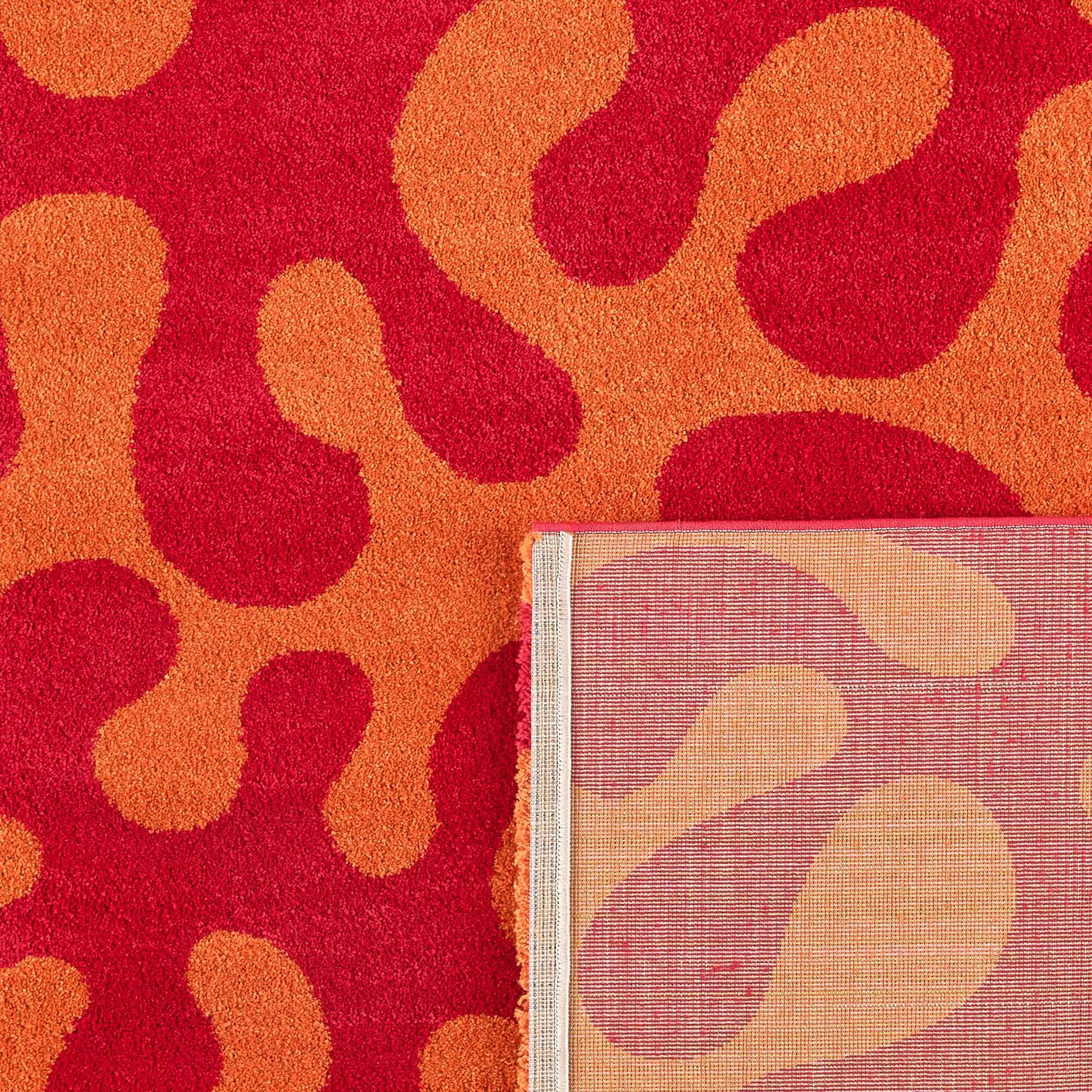 GROOVY - Tapis rétro coloré à motif abstrait - Confortable et moelleux - Rouge