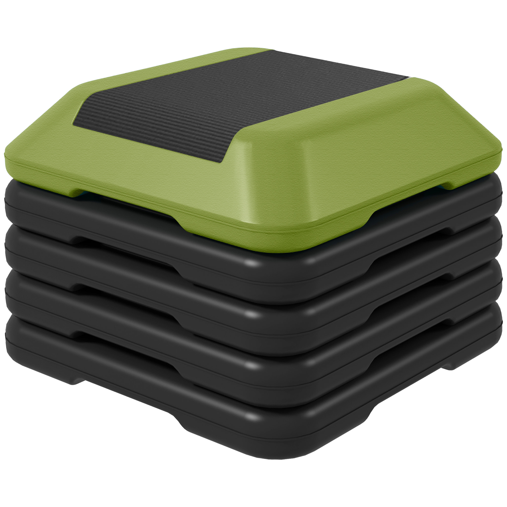 Step de Aeróbic Step para Fitness Stepper Antideslizante con Altura Ajustable de 10/15/20/25/30 cm Carga 150 kg para Entrenamiento en Casa Gimnasio Verde